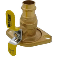 Wooden valve with yellow handle and Webstone branding on a white background